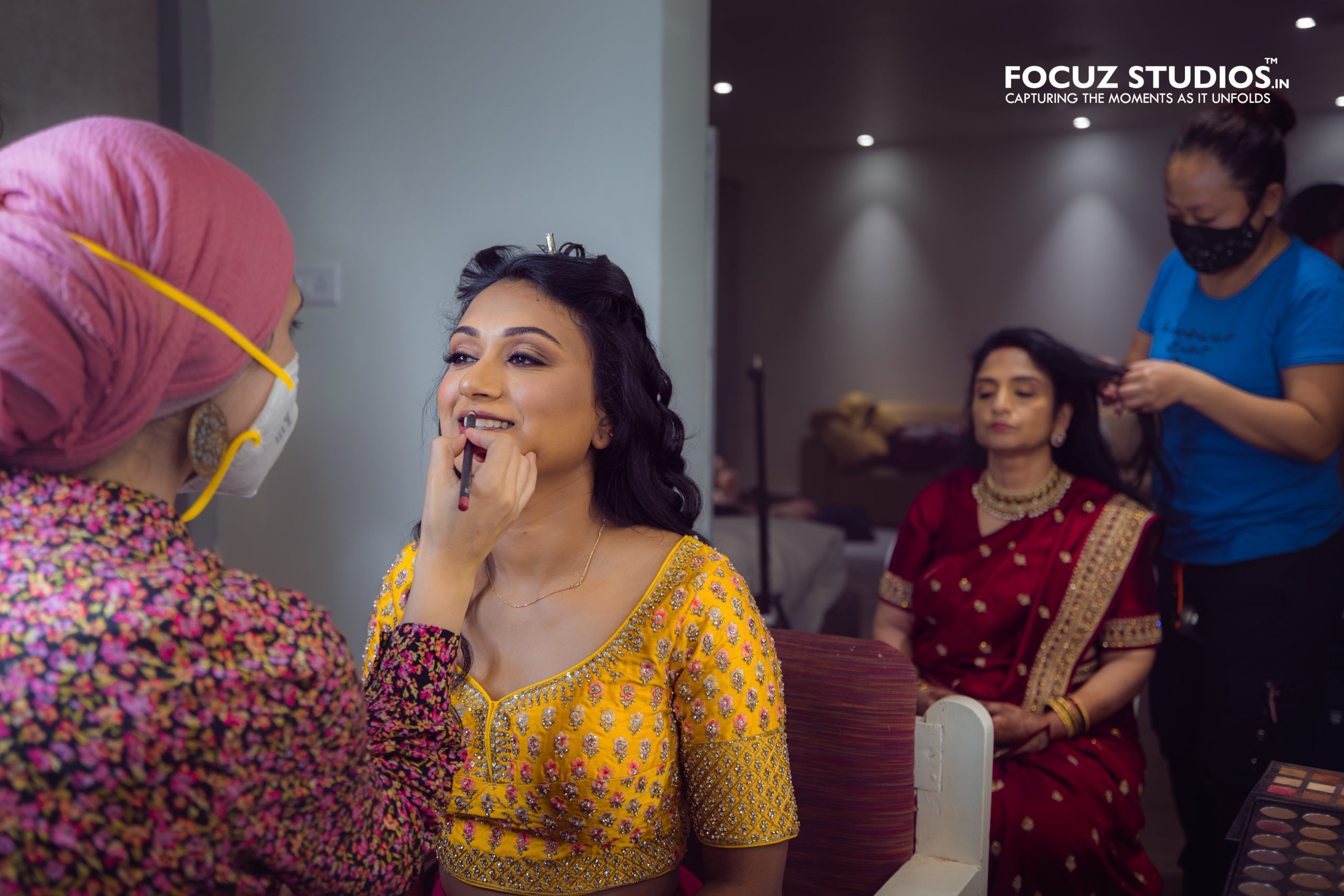 Nikita preparing for Sangeet with family