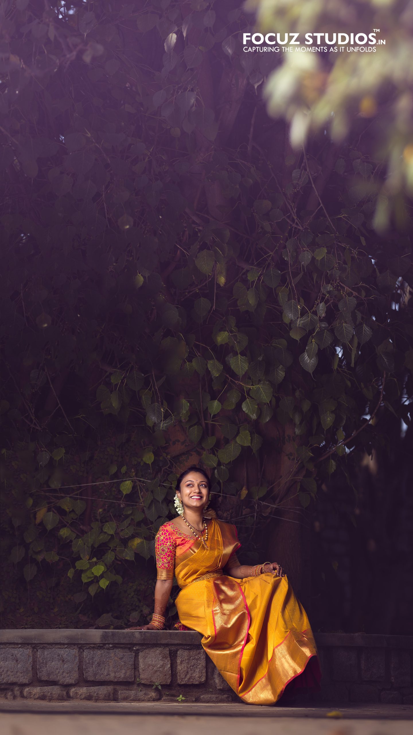 Full length bridal portrait in traditional clothing