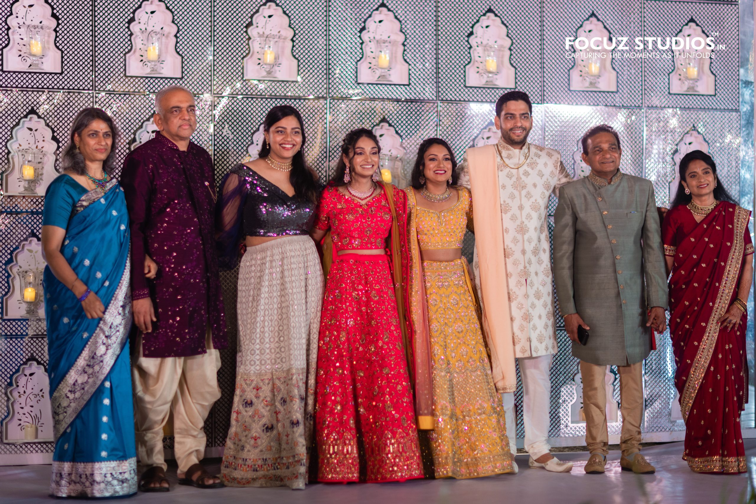 Family group portrait during Sangeet ceremony