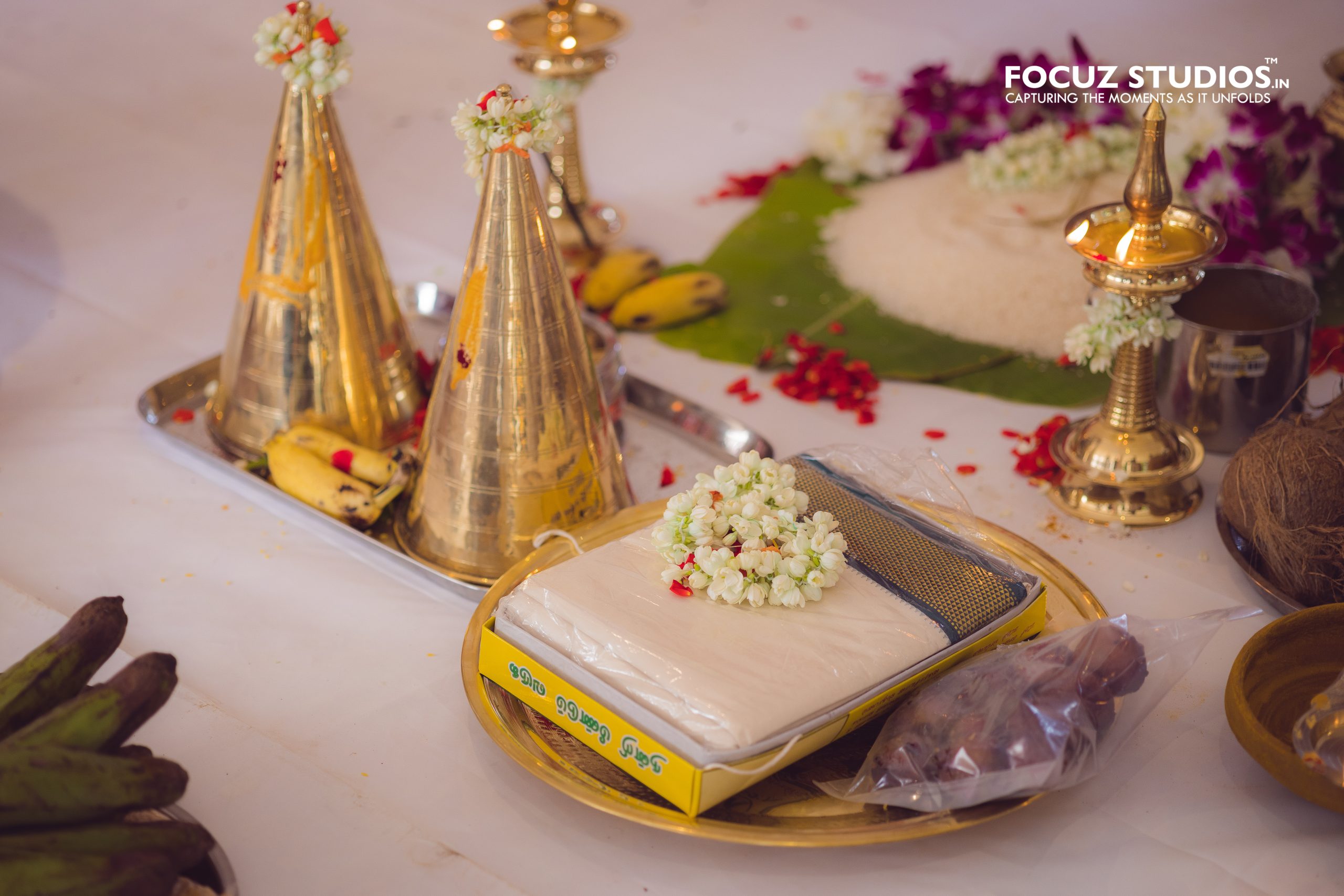 Traditional pooja items arranged for the ceremony