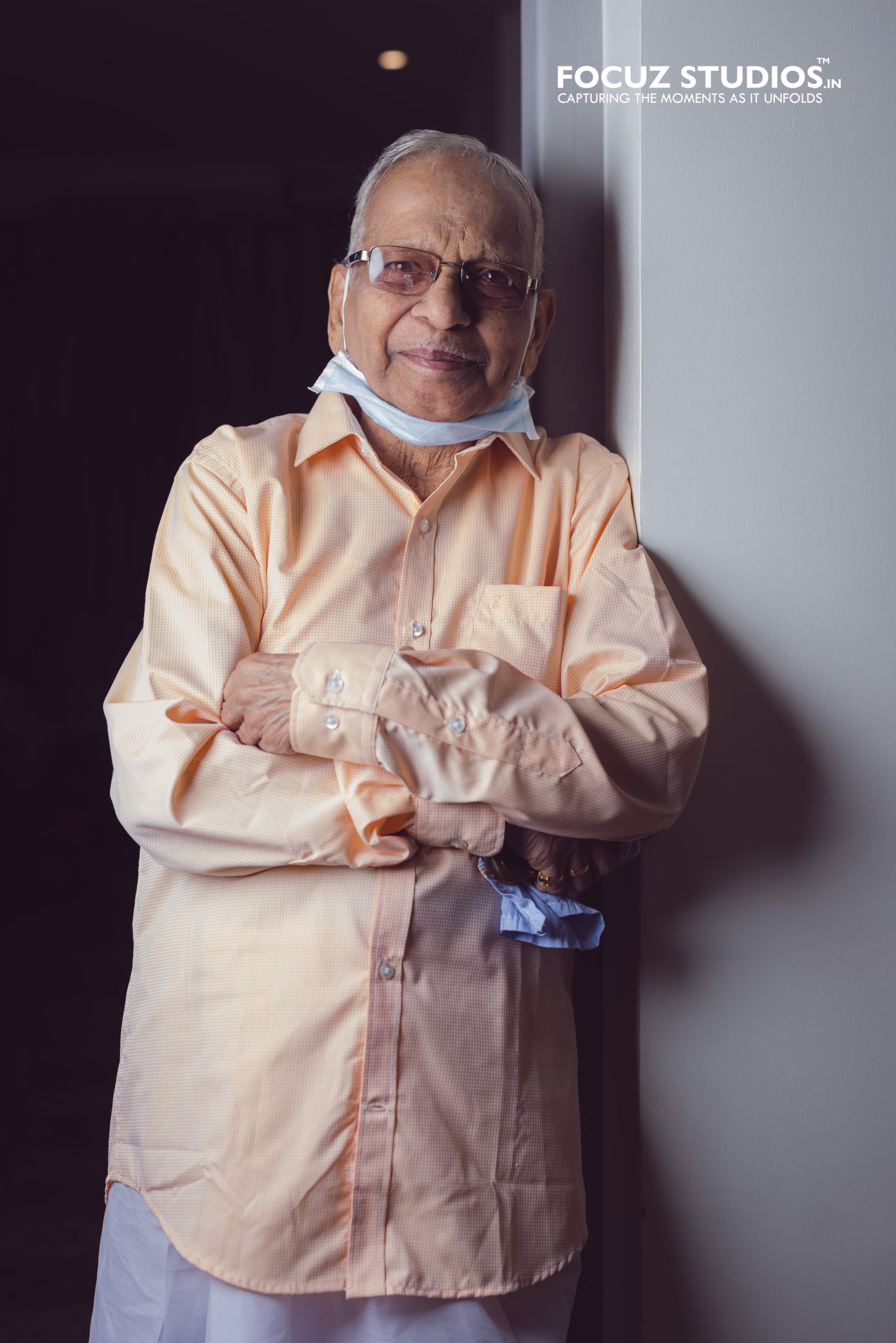 Portrait of the grandfather during the family celebration