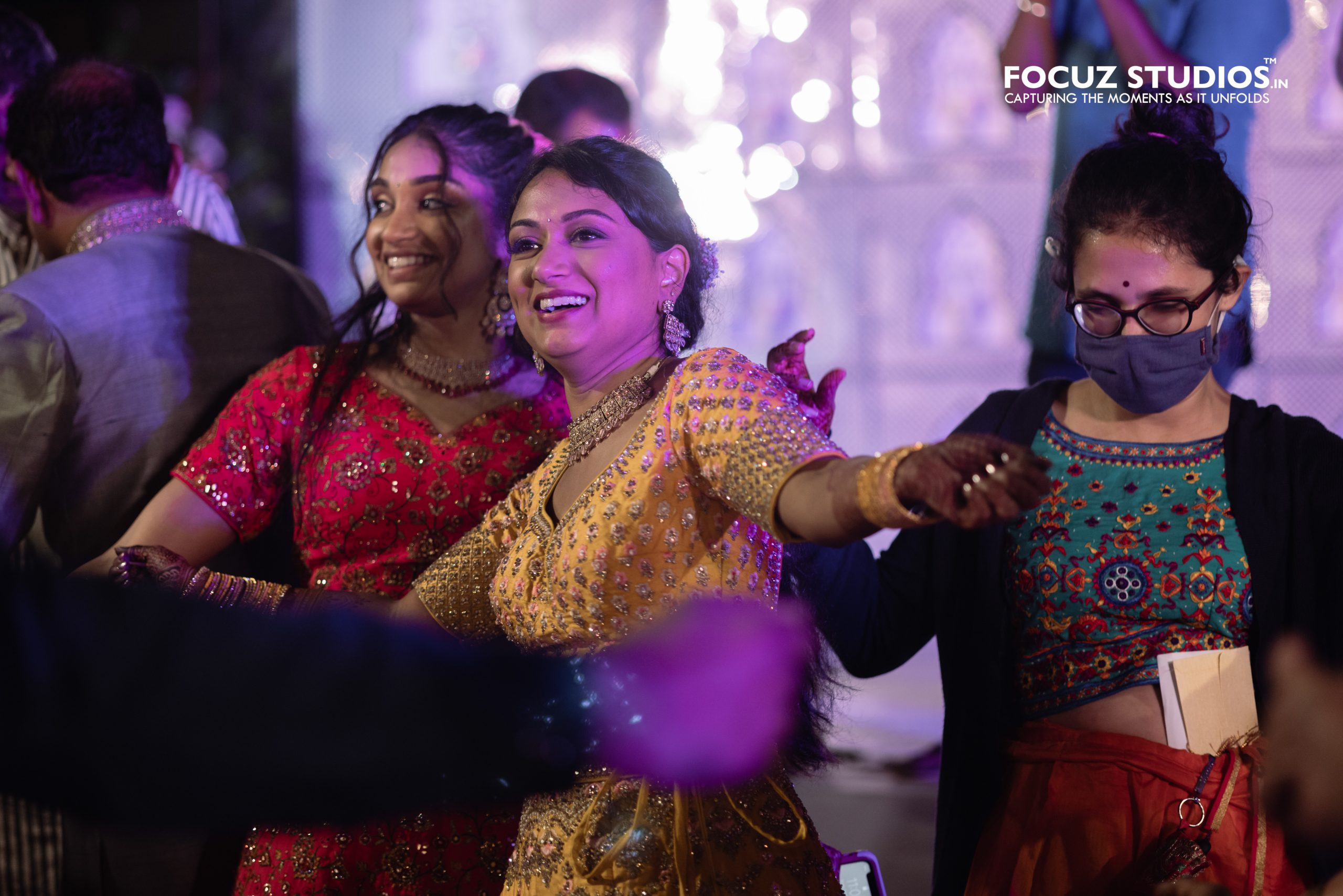 Guests celebrating together during Sangeet night
