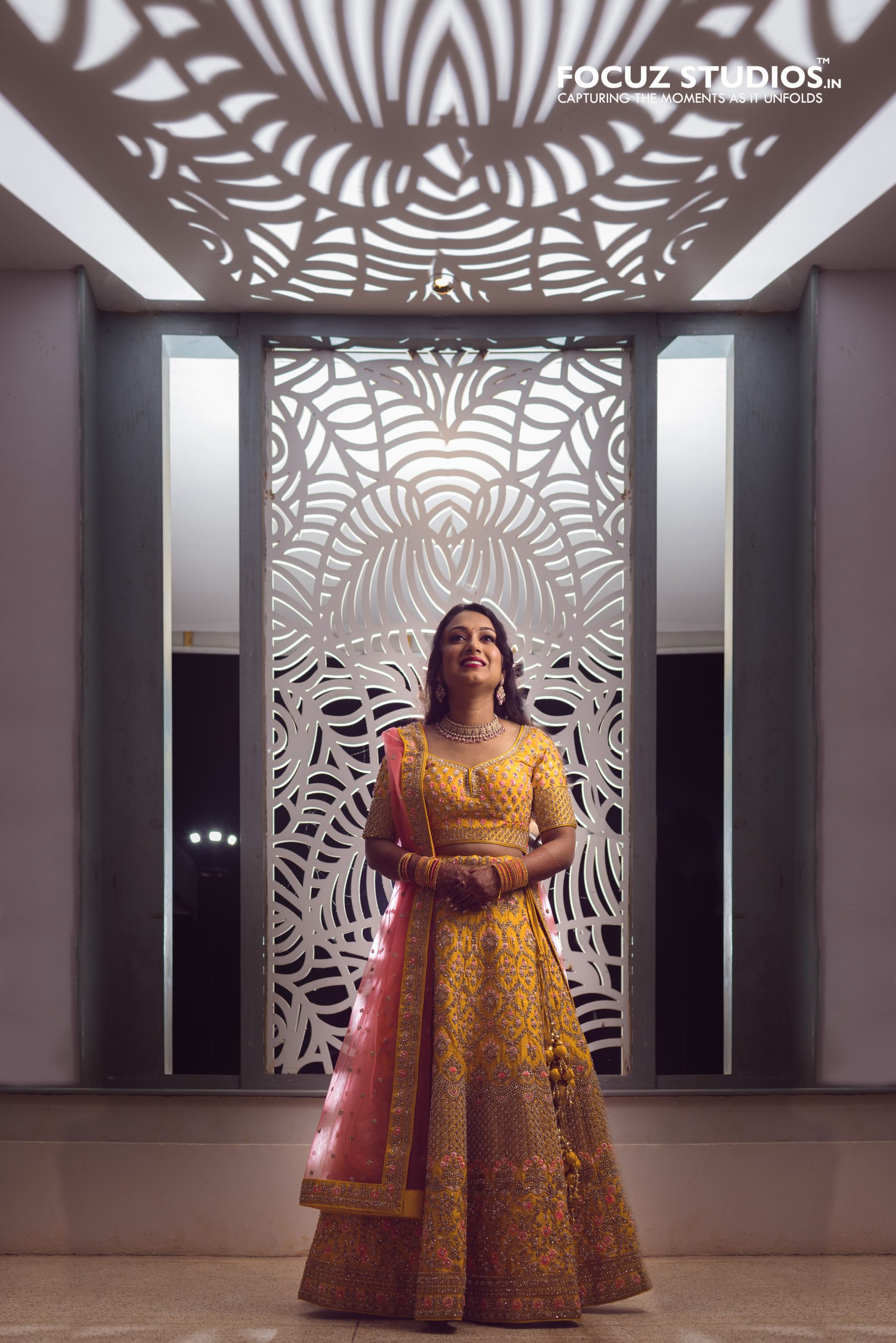Full length Nikita bridal portrait before Sangeet